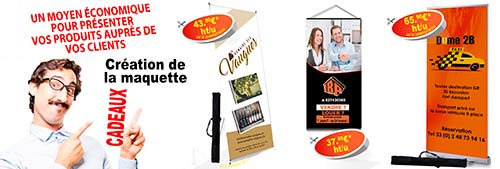 Promotion de kakemono, totem et roll up publicitaire.