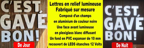 Lettres en relief lumineuse