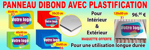 Promotion de panneaux publicitaire Dibond pour un usage longue dur.