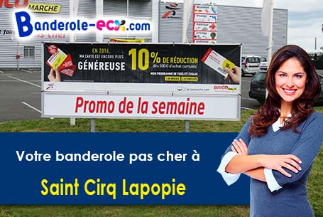 Banderole pas cher fabriqué sur mesure à Saint-Cirq-Lapopie (Lot/46330)