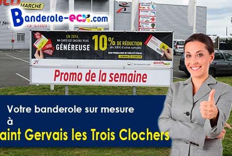 Création maquette inclus pour votre banderole personnalisée à Saint-Gervais-les-Trois-Clochers (Vien